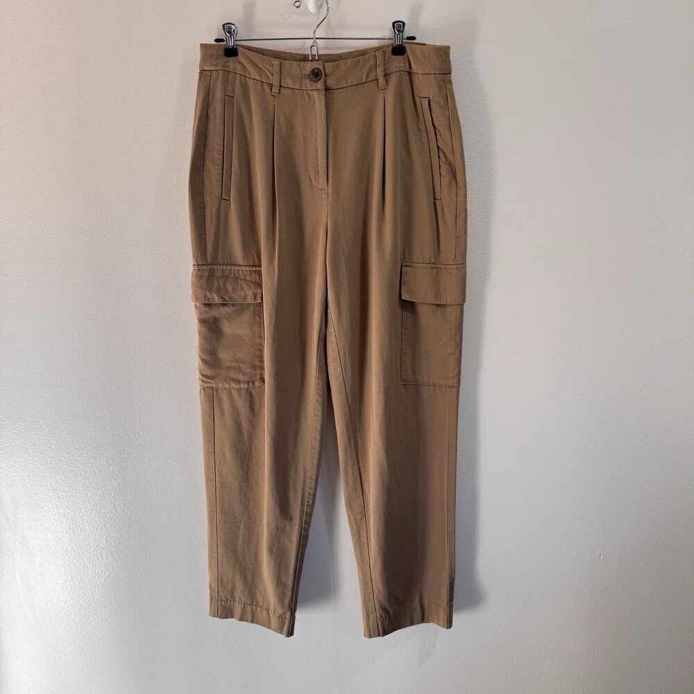 Old Navy Pants Womens M Taylor Straight Trouser High Rise Adjustable Chino Khaki